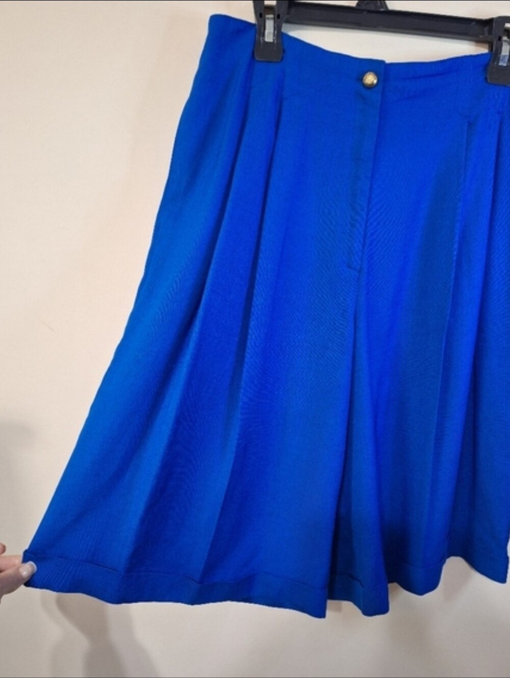 Vintage Liptons High Waist Wide Leg Pleated Shorts Culottes Blue Modern Size L - Picture 10 of 10